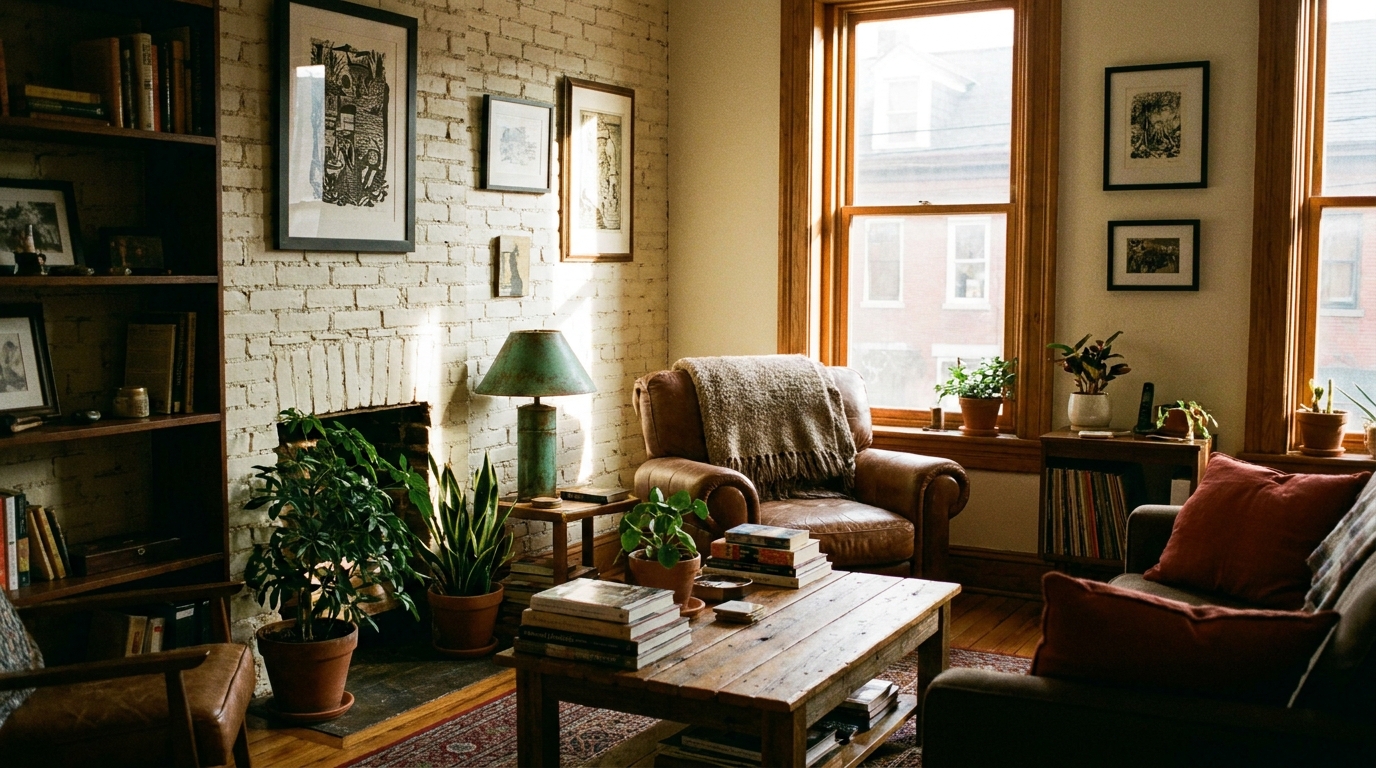 Lived-in interior with the resident's furniture