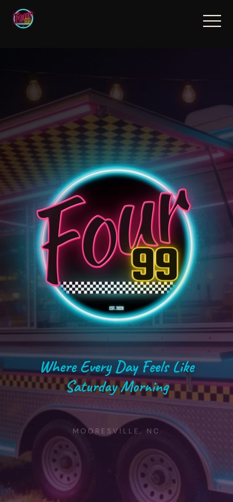 The live Four-99 site on a phone